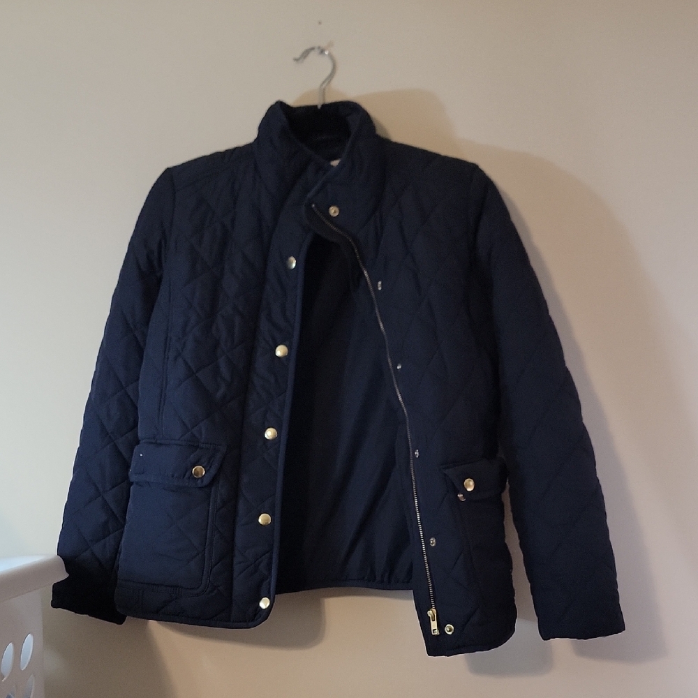 J. Crew Women's Navy Quilted Puffer Jacket